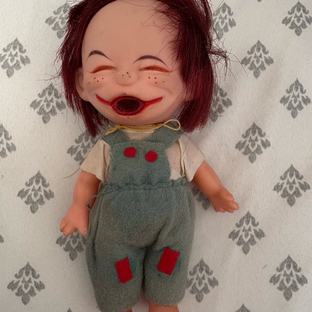 Original Brat Doll- 1960 Smiling Doll with Red Hair with  Overalls Made in